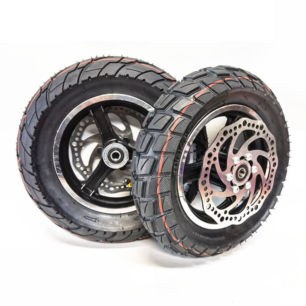 Pneu de Scooter électrique, Ensemble de Pneu tubeless 10 Pouces 80/65-6, moyeu de Roue en Aluminium, adapté aux Accessoires de Jeu de Roues de véhicule électrique/Drone/Robot, Frein à Disque B 10 mm