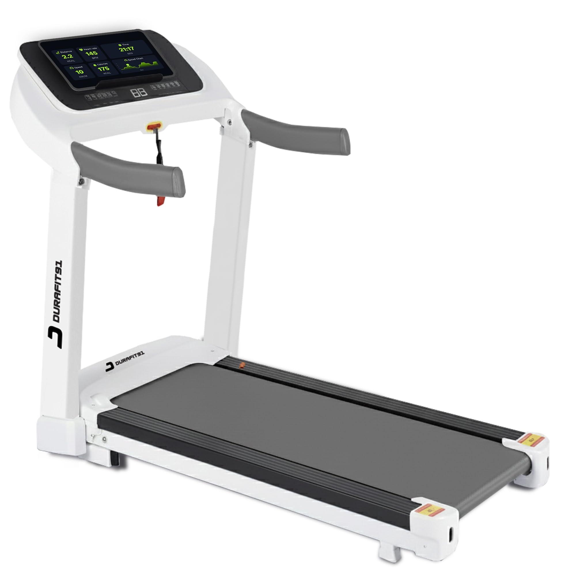 91-Durafit Sprint Pro 5 HP Peak BLDC Motorized | Hydraulic Foldable Treadmill | 25Level Auto Incline| 16 Km/Hr Max Speed| 140Kg User Weight| Bluetooth Speaker| Wynd app | Home use| White-image-11