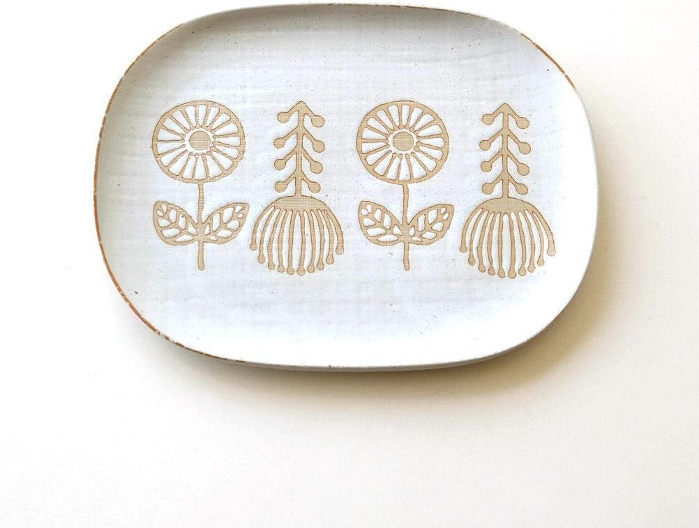 Amazon Co Jp お皿 プレート 北欧 大皿 浅い 陶器 花柄 かわいい 可愛い おしゃれ 瀬戸焼 日本製 焼き物 プレート大皿 Ksn1194 C ホーム キッチン