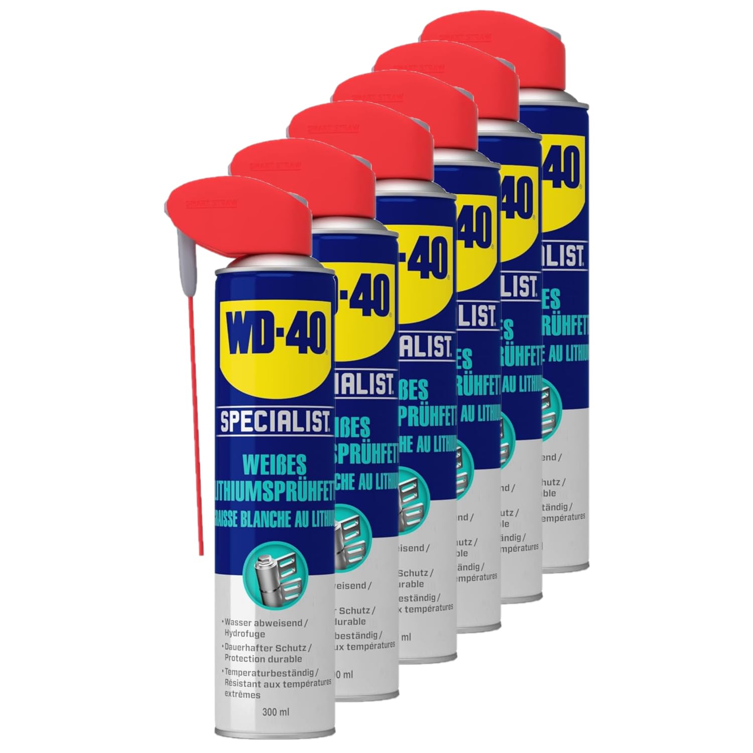 WD-40 Specialist Weißes Lithiumsprühfett Smart Straw 6x300ml