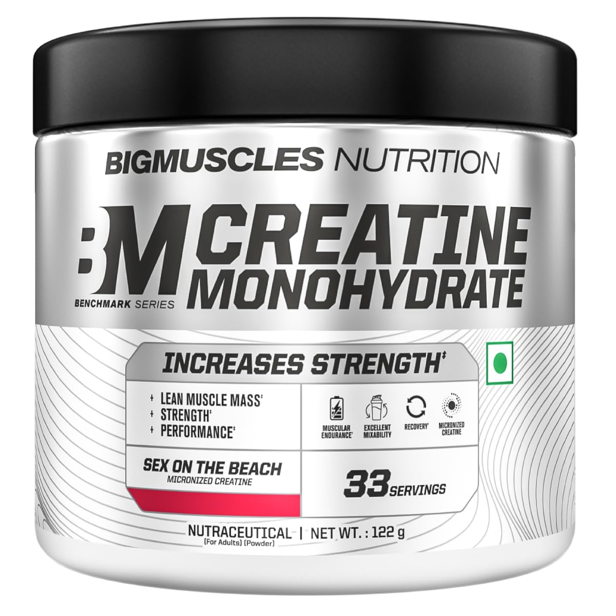 Bigmuscles Nutrition Creatine Monohydrate (33 Servings, Sex On The Beach) | Micronised Creatine Powder For Enhanced Muscle Strength With Rapid Absorption | Powered By Stevia - No Artificial Sweetners [122g]-image-15