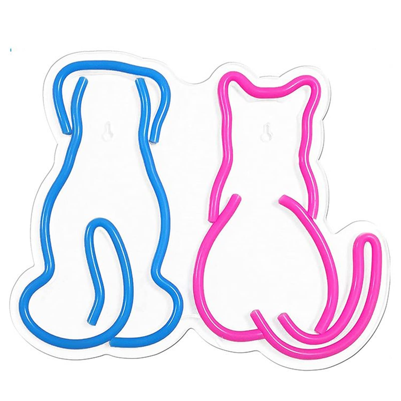 Gatto Cane Insegna Neon con Luce Neon Negozio Animali Decorazione Parete Gattino Cucciolo Luce LED Casa Camera Canile Decorazione Parete Negozio Animali Domestici Segno di Luce,C,33x28CM