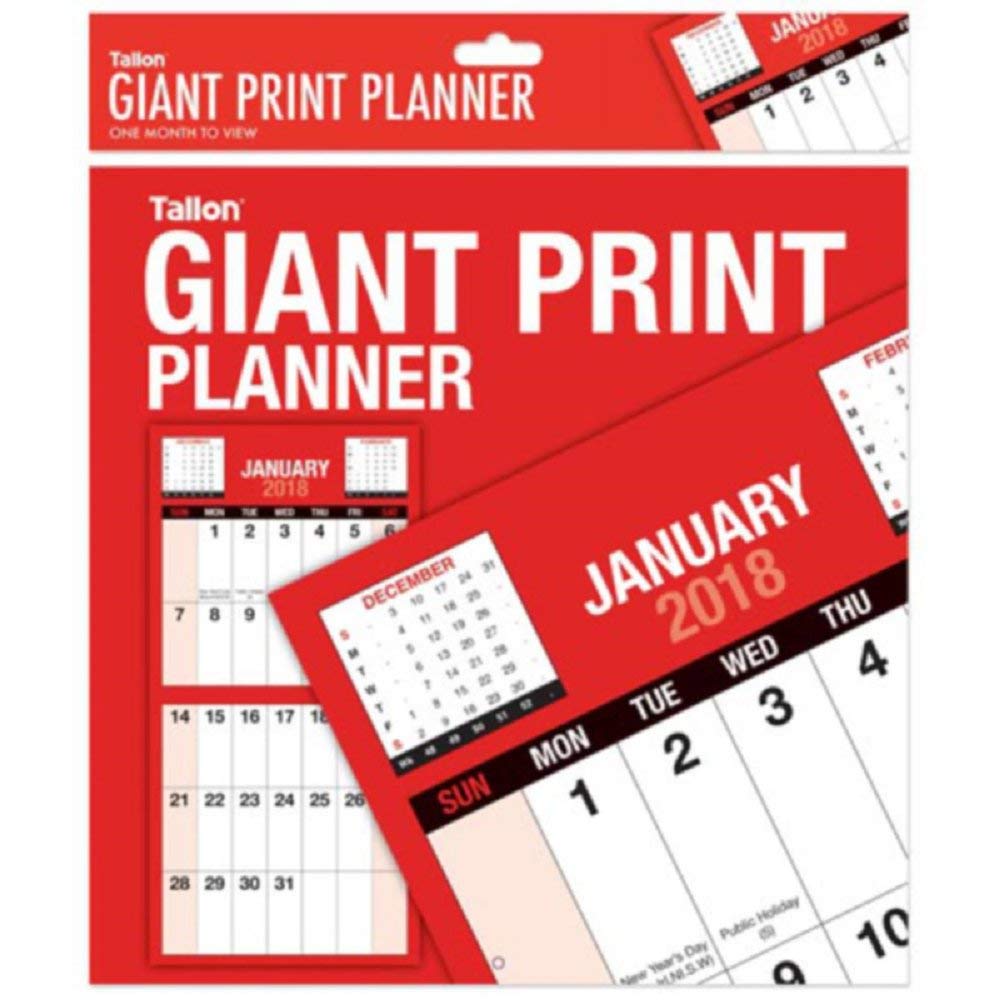 2018 Giant Print Month To View Bound Wall Planner Calendar - Home Office Work
