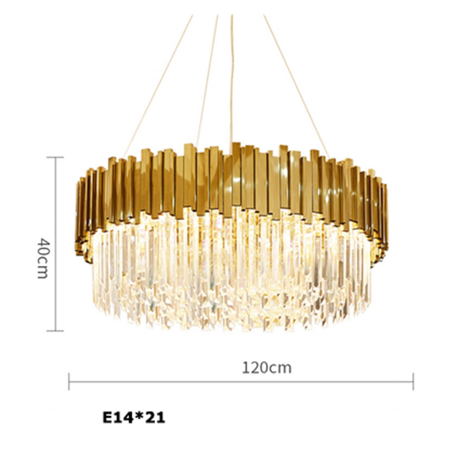 Lámpara de Techo LED cromada Dorada de 2 Capas con Cristales, lámpara Colgante de Tendencia 2025 para Sala de Estar (120 cm, Marco Plateado)