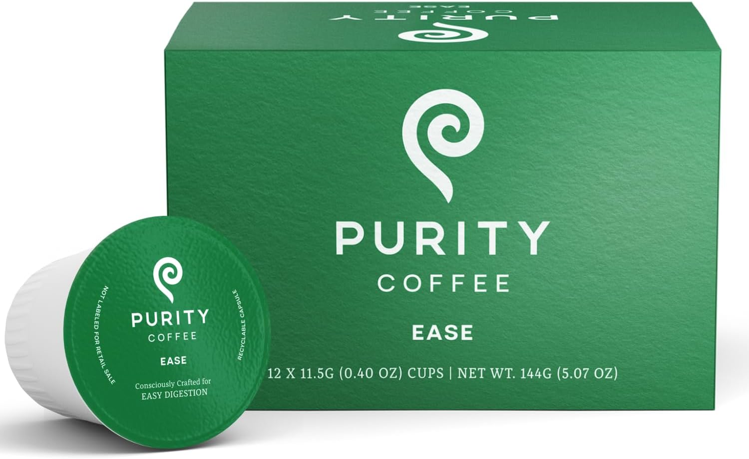 Purity Coffee EASE Low Acid Dark Roast K Pod Capsules (12ct Box) | Specialty-Grade USDA Organic Arabica Blend | Third Party Tested for Mold, Mycotoxins & Pesticides