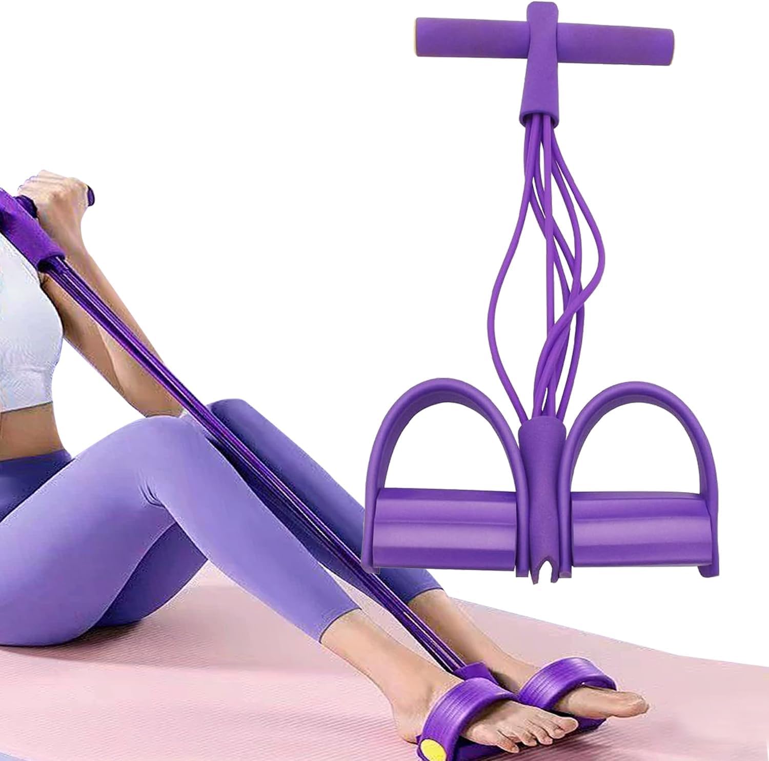 Multifunction Tension Rope, 6-Tube Pedal Resistance Band Elastic Pull Yoga Tension Rope, for Abdomen/Waist/Leg Stretching Slimming Training