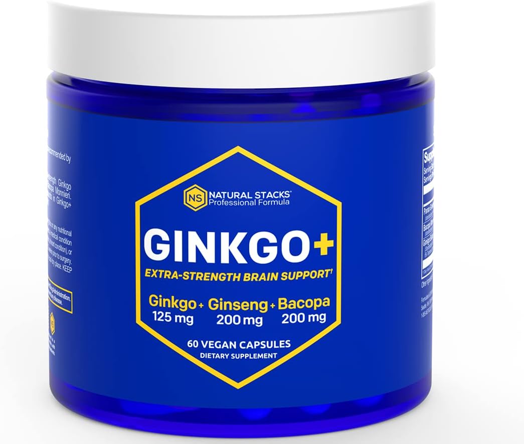 Buy NATURAL STACKS Ginkgo Biloba Supplements w/Panax Ginseng and Bacopa