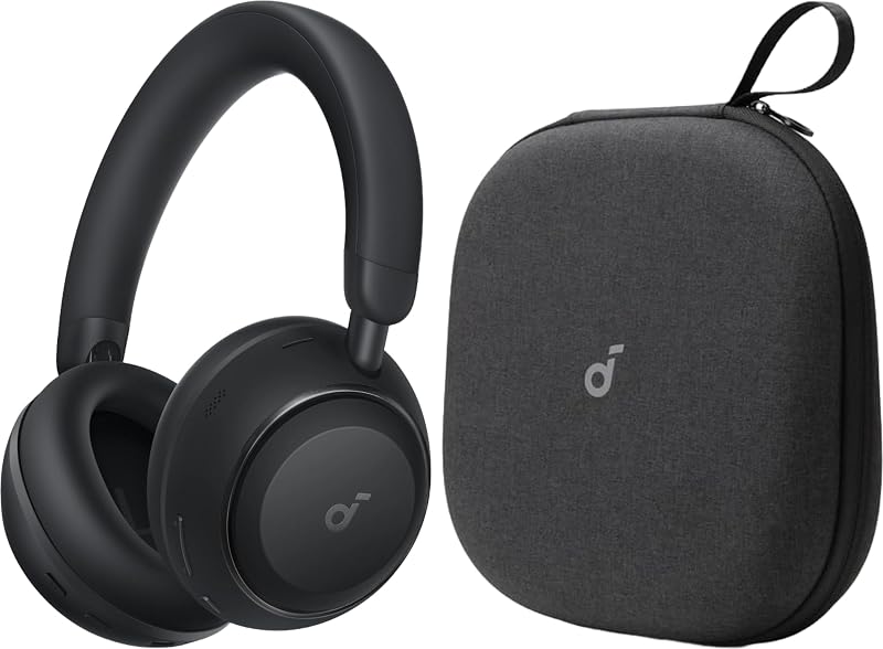 Auriculares Anker Space 2 con funda protectora, listos para viajar | Cancelación activa de ruido, tiempo de juego de 50 HORAS, alta resolución LDAC, conexión dual, borrar llamadas, modo de siesta, detección de uso, carga rápida