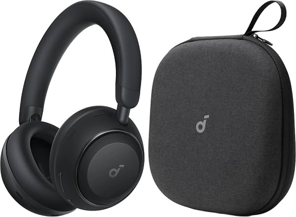 Audífonos Soundcore Anker Space 2 con estuche protector, listos para viajar | Cancelación activa de ruido, 50 h de reproducción, LDAC de alta resolución, conexión dual, llamadas claras, modo siesta, detección de uso, carga rápida