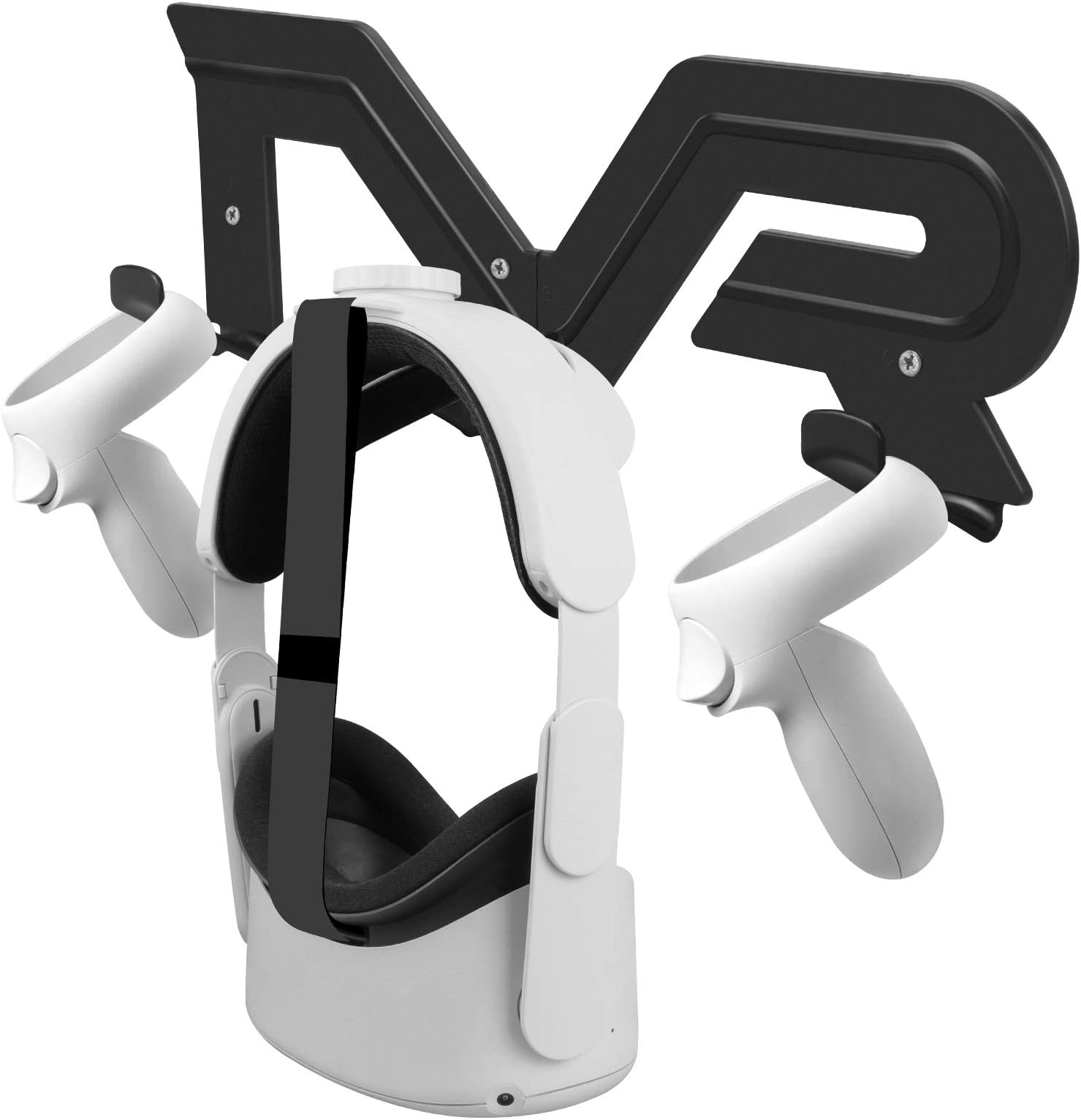 Esimen VR Wall Mount Stand for Oculus Quest 2,Quest ,Rift-S,HP Reverb G2 ,HTC Vive ,Steam Valve Index ProHeadset and Touch Controllers Storage Hook(Black)