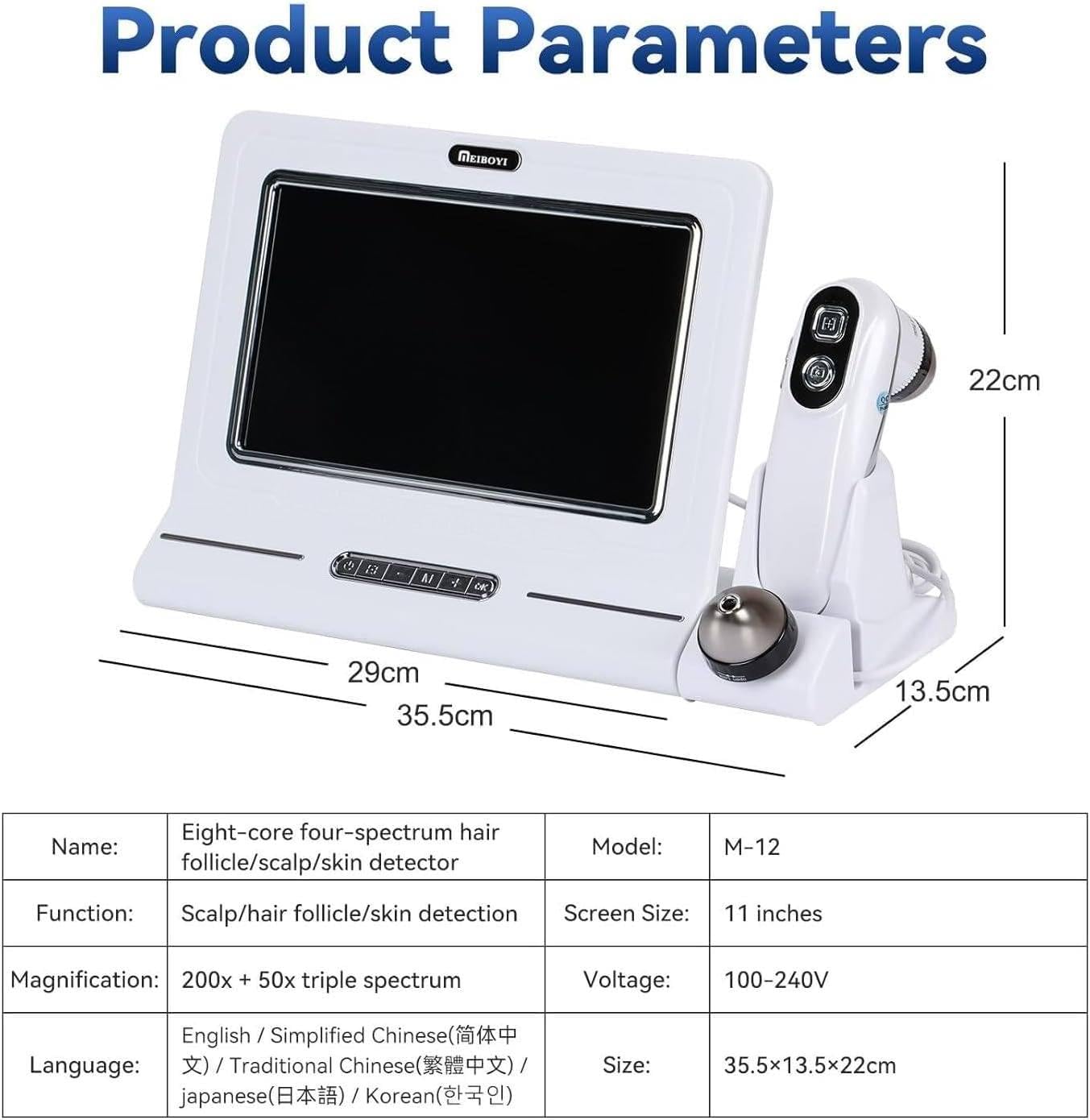 11 Zoll LCD Haut- Haar-Analysegerät, digitaler Kopfhaut-Detektor, Vergrößerungs-Mikroskop, Follikel- und Gesundheitserkennung für professionelle und Private Nutzung