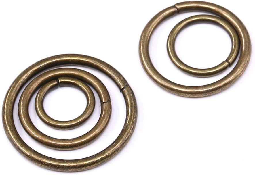 Swpeet 50Pcs 5 Sizes 3/2" 3/4" 1" 3/5" 5/4" Multi-Purpose Metal O Ring Metal Rings for Belts Hardware Bags Keychain Hand DIY