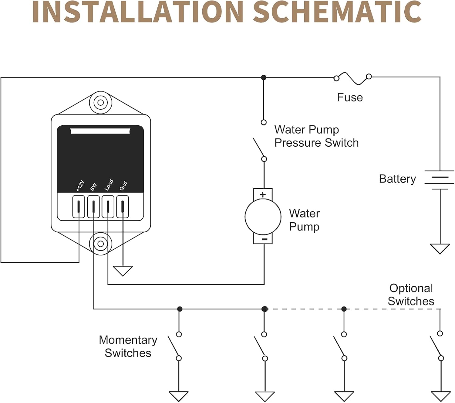 Water Pump Controller, Briidea RV Water Pump Switch 12VDC, 10A for Water Pump, Lighting, Fans in RV, Boat