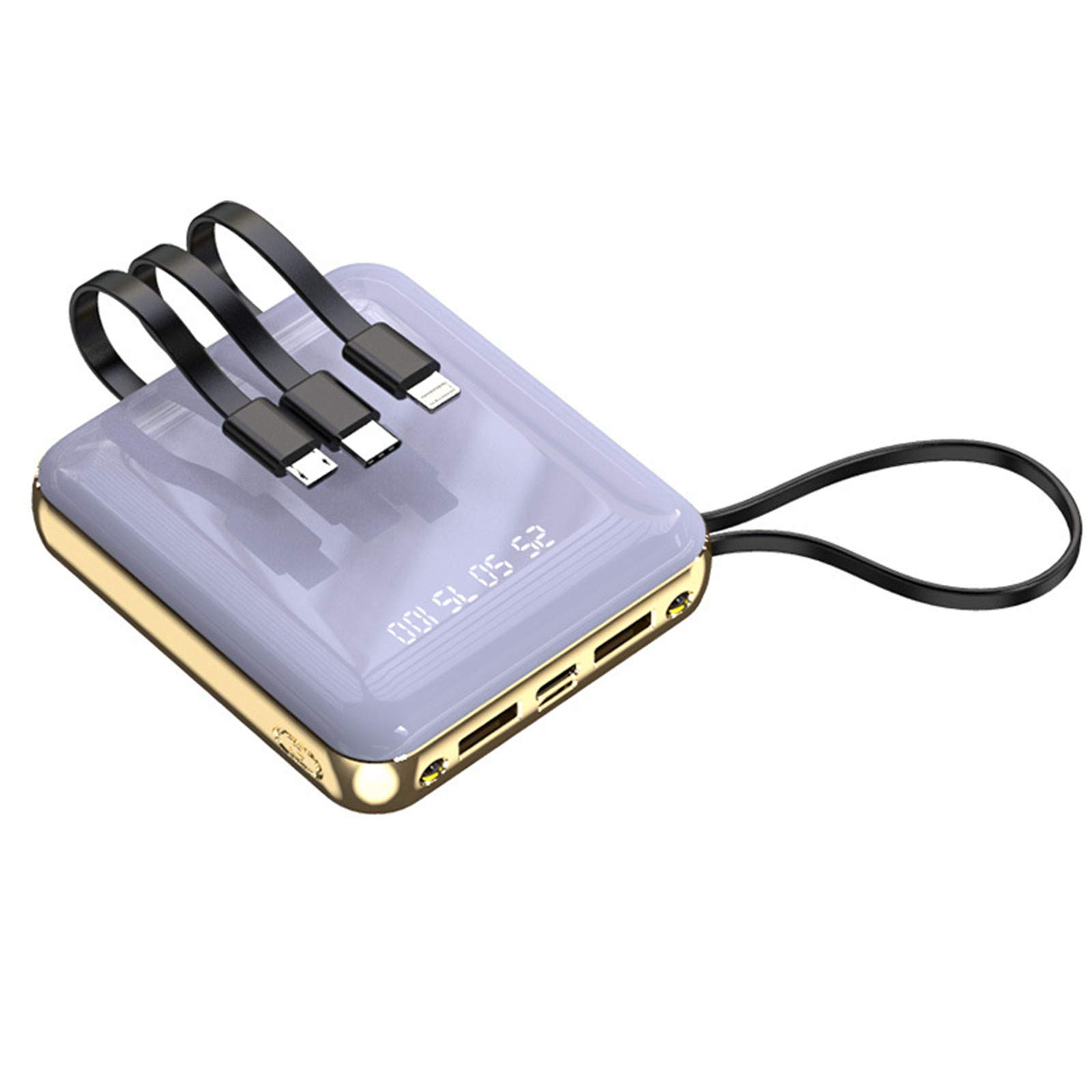 Mini Power Bank, 20000Mah Specchio Schermo LED Display Poverbank Caricabatteria Esterna Portatile Powerbank,Viola