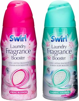 Set of 2 - in Wash Laundry Scent Booster Beads Fragrance Crystal Laundry Freshner Beads Fragrance Beads Lasts for Approx 16 Washes 350g Calming Infusion+Spring Blossom