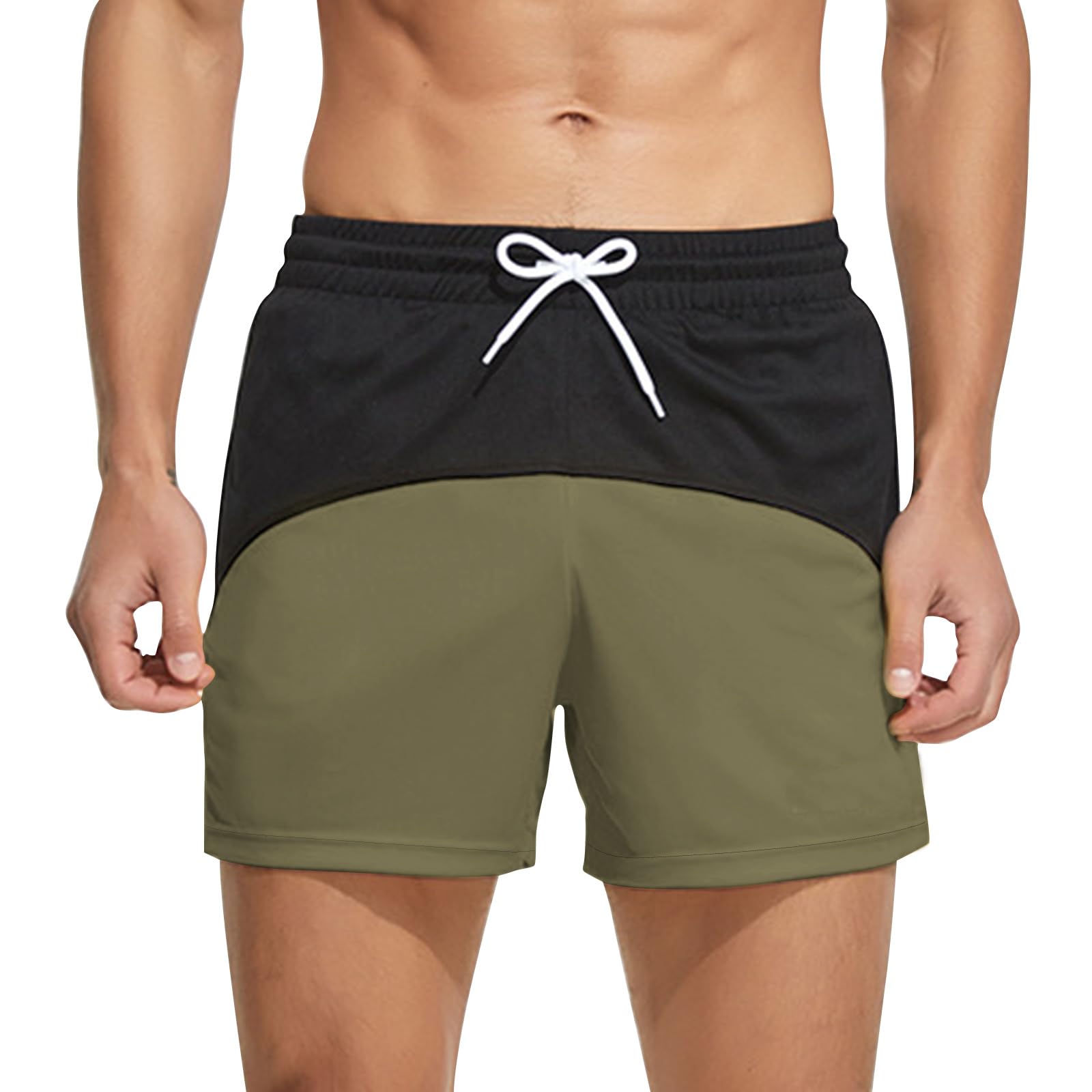 Genfien Bañadores para Hombre Pantalones de Baño Hombre Secado Rápido Forro de Malla Shorts de Baño Bolsillo con Cremallera