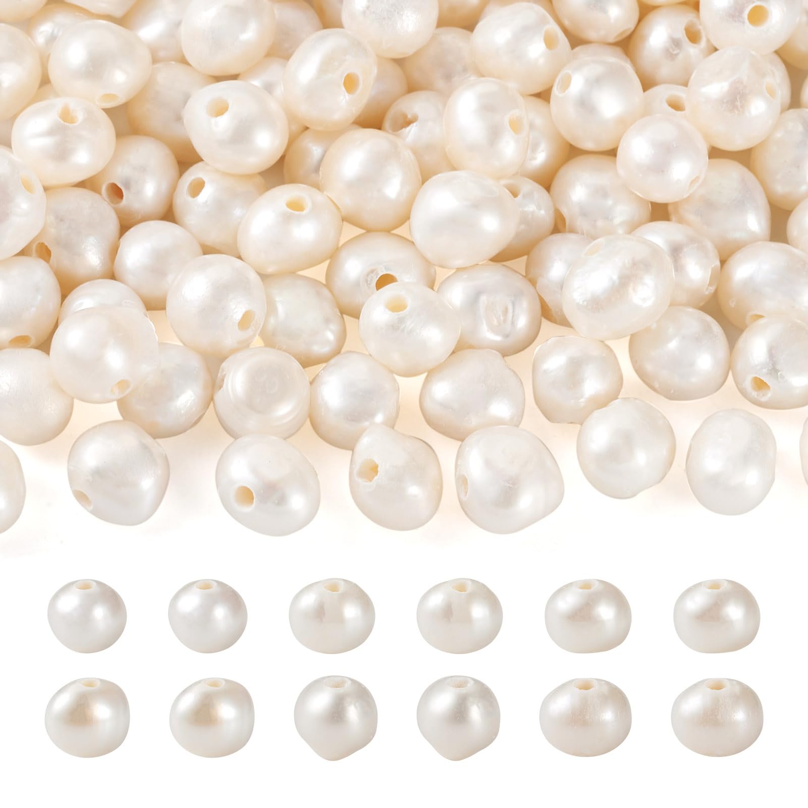 FASHEWELRY 100pcs Natural Freshwater Pearl Beads Cultured Baroque Keshi Pearl Loose Beads Spacer for DIY Necklace Bracelet Earrings Jewelry Making 7~8mm — image 1