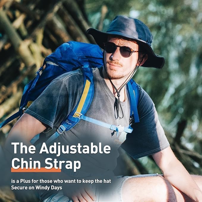 TOP-EX Men's Wide Brim Sun Hat UPF 50+ Waterproof, Packable Breathable Mesh Boonie Bucket Cap for Hiking Fishing Safari - Image 2