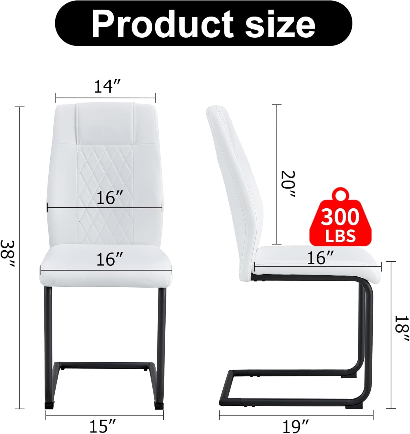 Dining Chairs Set of 4,Kitchen Chairs with Leather Cushions,Modern Dining Chairs with Gold Metal Frame,Dinner Chairs for Kitchen & Dining Room and Restaurant.White+Black Leg,Set of 4