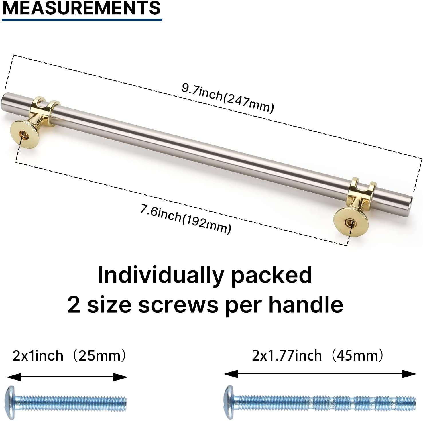 Rergy 5 Pack Cabinet Pulls Brushed Nickel 7-1/2inch(192mm) Cabinet Pulls Solid Modern Drawer Pulls Hardware Pulls for Kitchen