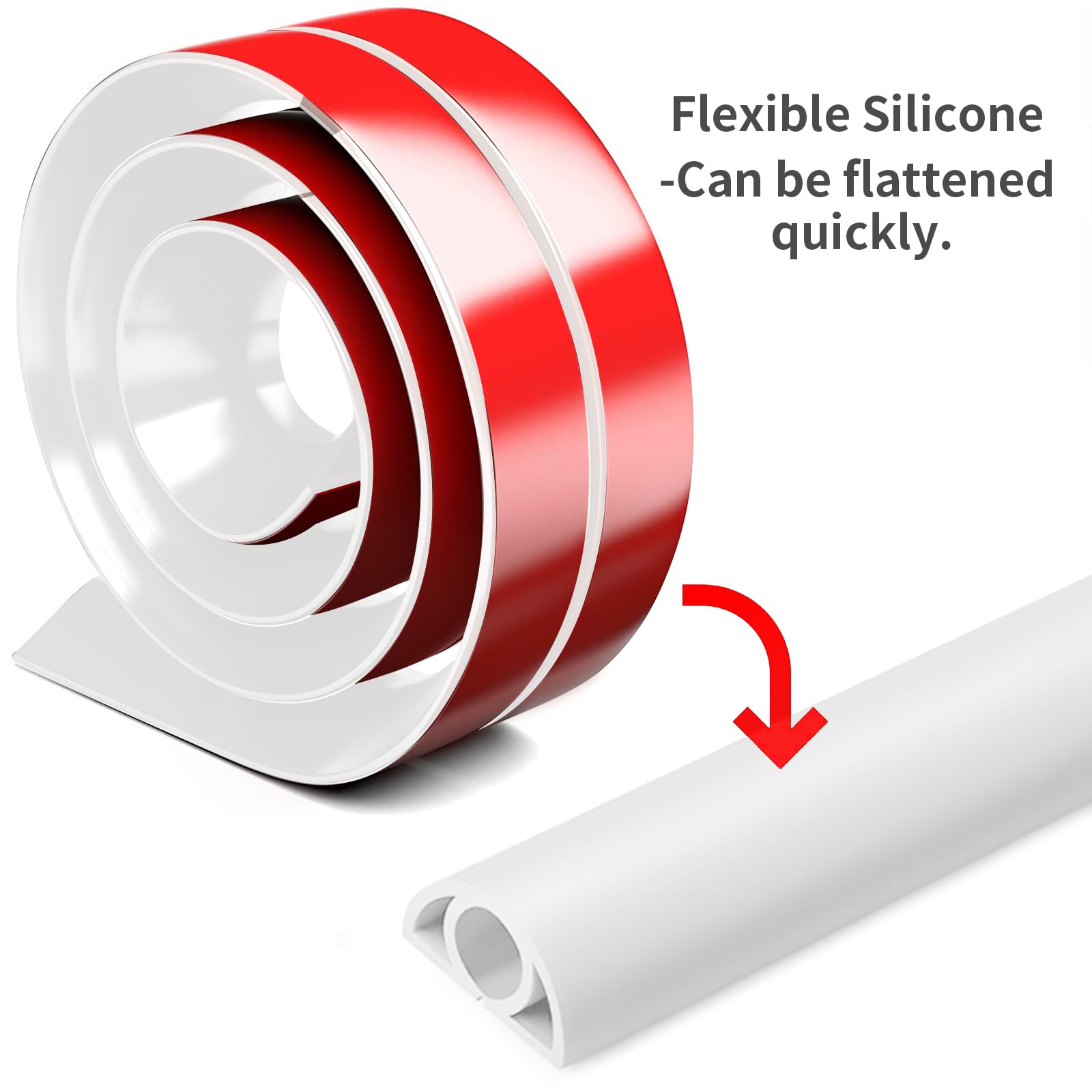 Pasacables Suelo, Canaleta Cables Suelo, 3.0M x2cm Protector de Cables para Suelo, Cubiertas de Suelo para Cables Autoadhesiva Montaje para Todos los Hogar, Oficina, Escuela,Almacén(Blanco-Redondeado) — view 7