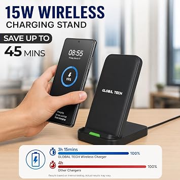 Wireless Charger for Samsung Phones, 15W Fast Wireless Charging Stand for Samsung Galaxy S26,S25,S24,S23,S22,S21,S20,S10 | Note 20,10,9,8 | Z Flip 7,6,5,4 | Z Fold 7,6,5,4