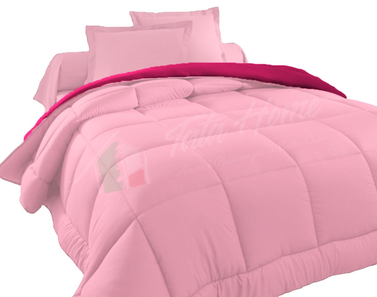 Tata Home Judit Trapunta Tinta Unita Duble Face Invernale Imbottita 350 gr/mq 100% Morbida Microfibra di Poliestere Misura 1 Piazza Letto Singolo 180x260 cm Colore Rosa Fucsia
