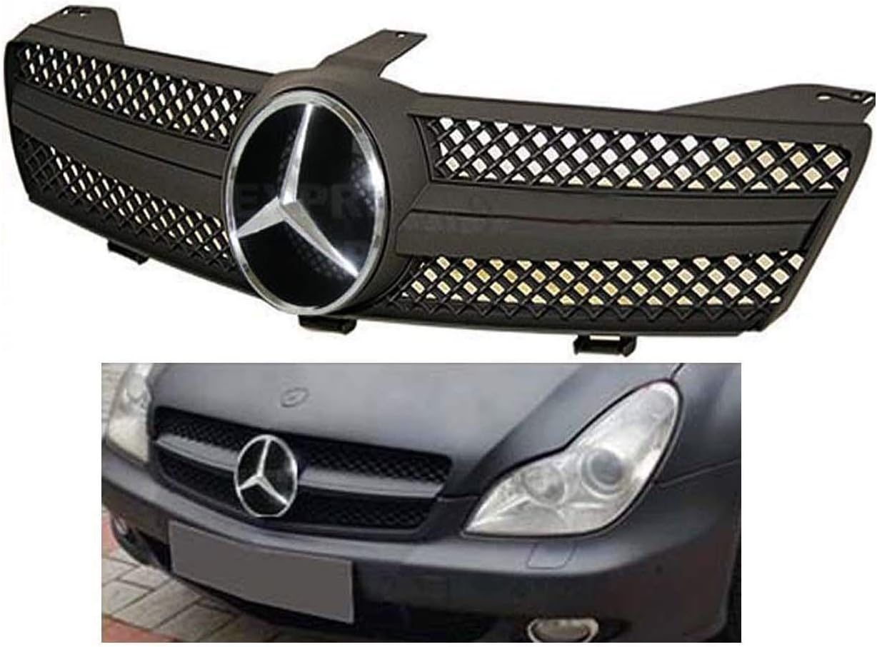 MERCEDES BENZ CLS 06-08 CLS500 CLS55 CLS600 CLS550 CLS63 MATTE BLACK GRILLE AMG STYLE CLS500 CLS600 CLS55 CLS63 CLS550 2006 2007 2008 CUSTOM STAR EMBLEM NEW FRONT PART HOOD BUMPER #320
