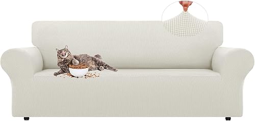 LURKA Fundas elásticas para sofá, Funda de sofá y sillón antideslizante de elastano, Suave con fondo elástico para niños (79 a 94 pulgadas, Talla L,