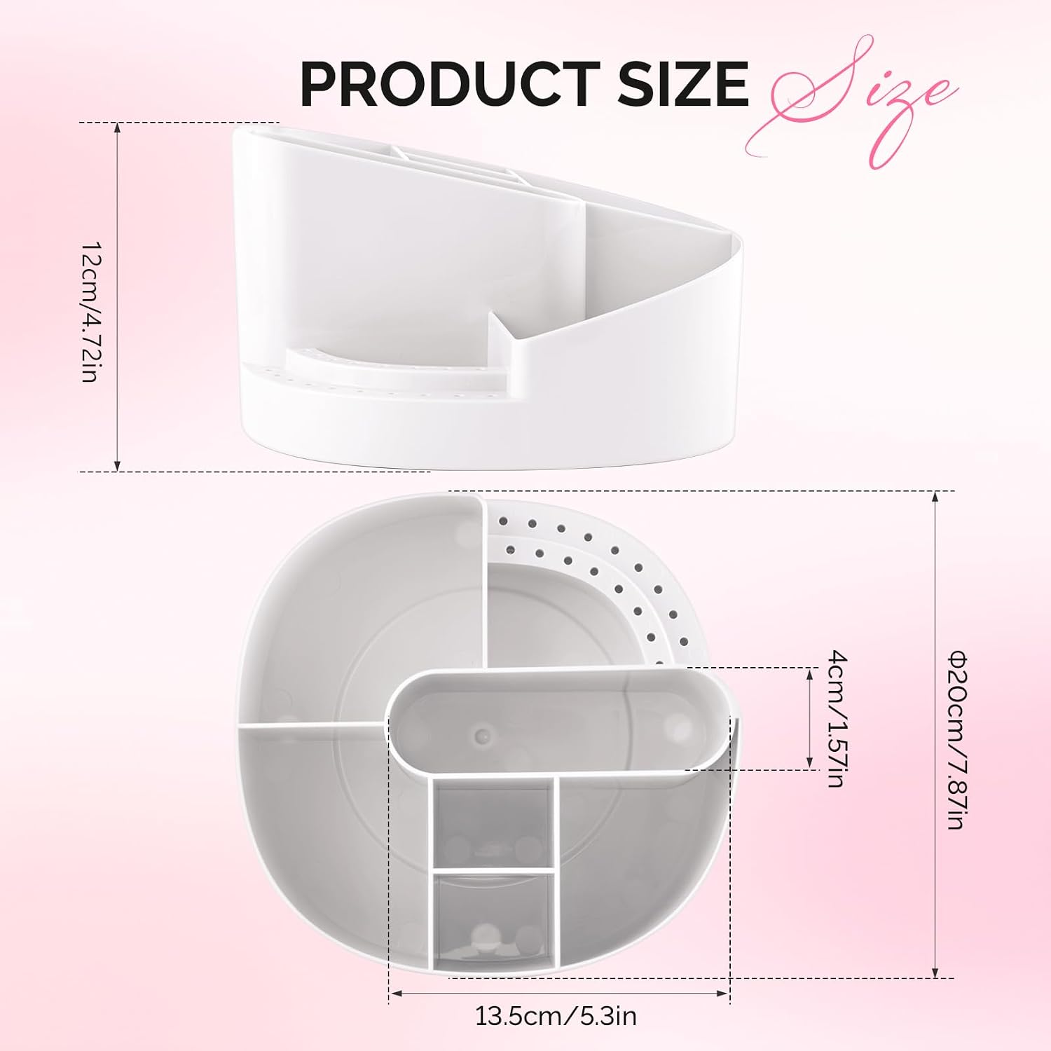MelodySusie Nail Drill Holder and Nail Art Tools Storage Box, Large Capacity Sturdy Desk Organizer for 3/32" Nail Drill Bits, Nail Tech Supplies Container for Acrylic Salon & Home, White