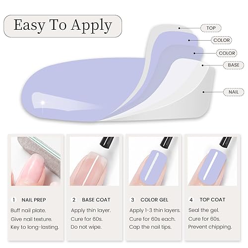 Miniatura 7 de MAYCHAO Esmalte de uñas de gel de primavera de 0.5 fl oz, 1 unidad de esmalte de uñas morado lila que se absorbe con los rayos UV, para arte de