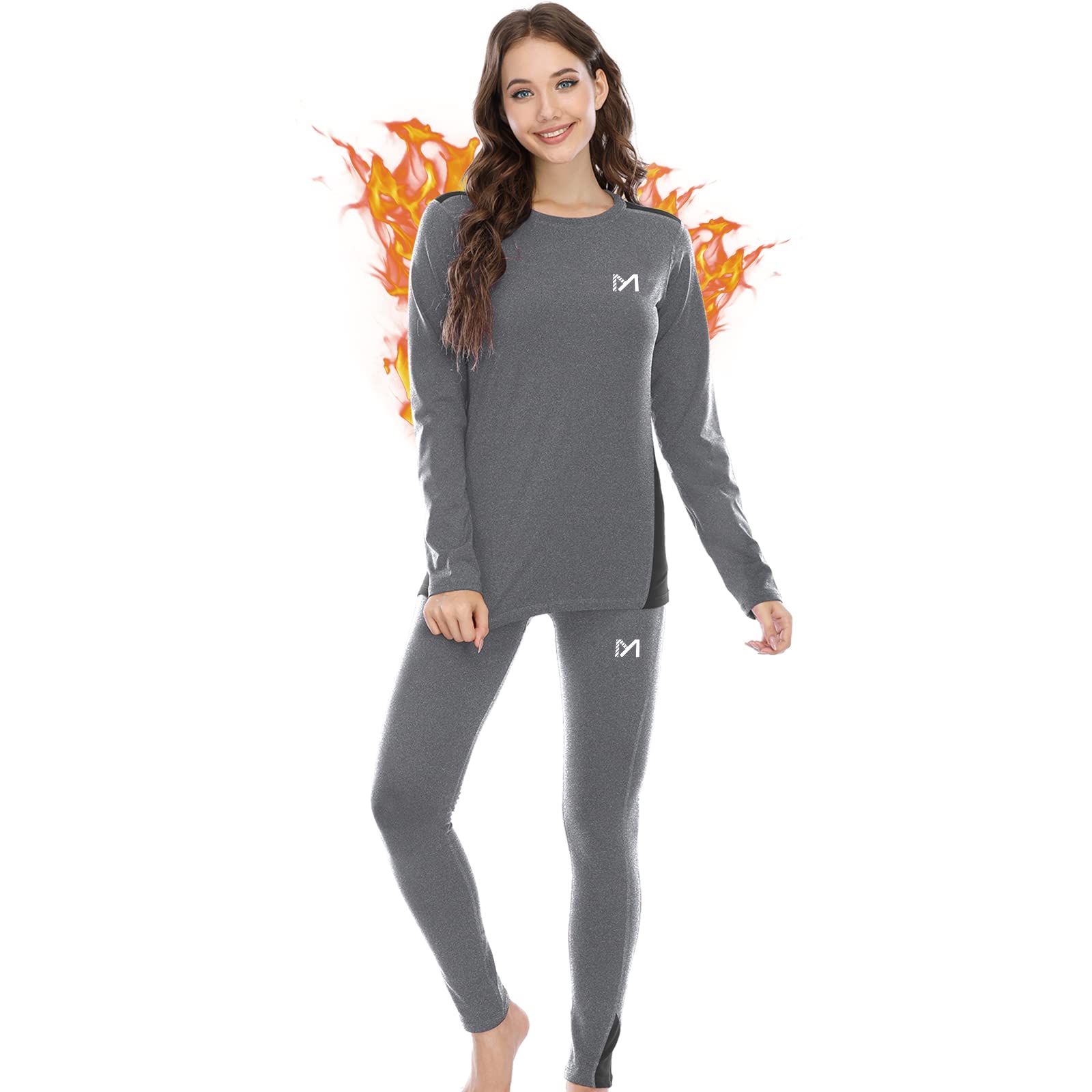 MEETYOOwomens Winter Compression Long Johns Base Layer Skiing Base Layer Set