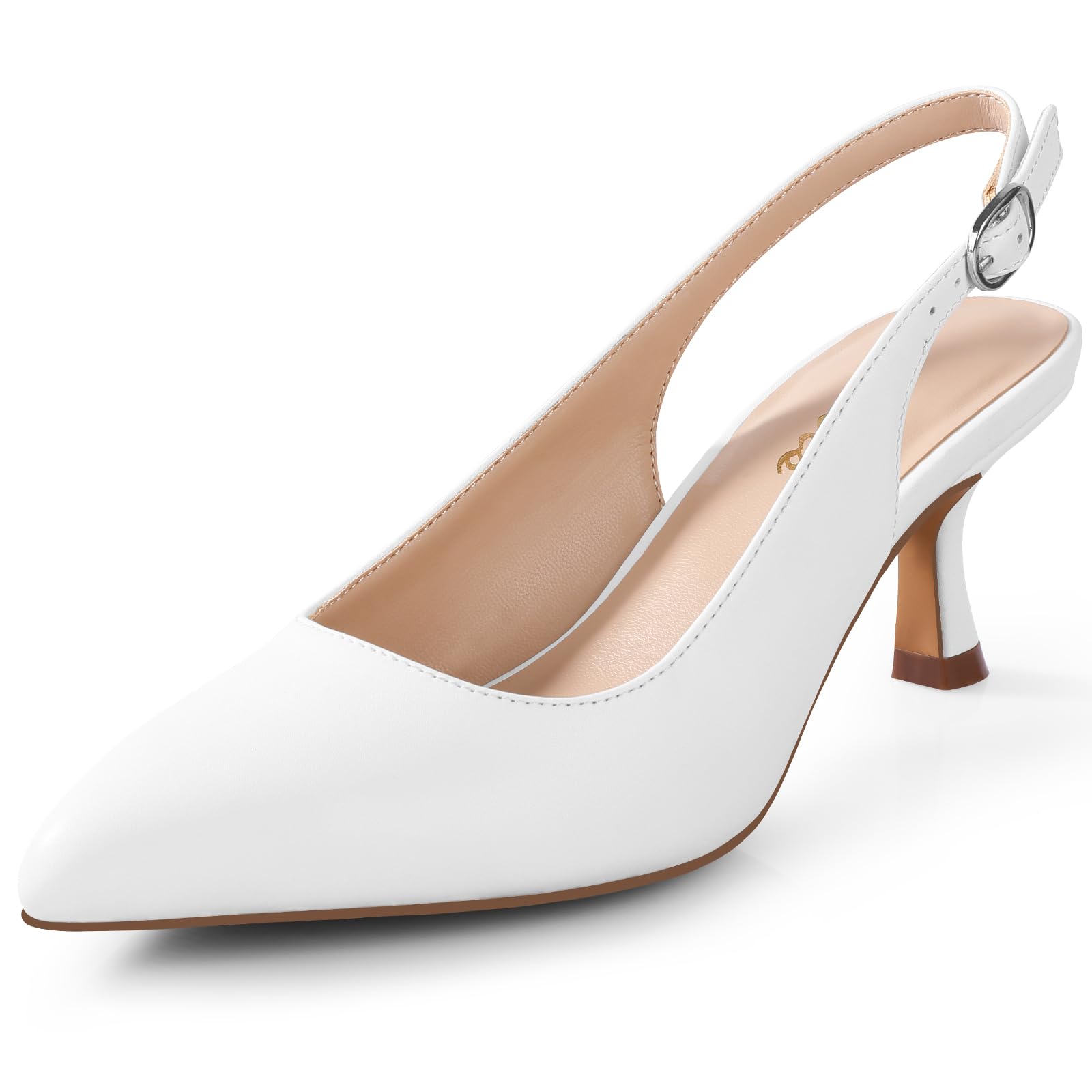 Ankis Women's Slingback Kitten Heels Closed Pointed Toe Pumps Dress Shoes Party Wedding Casual 2.5inch