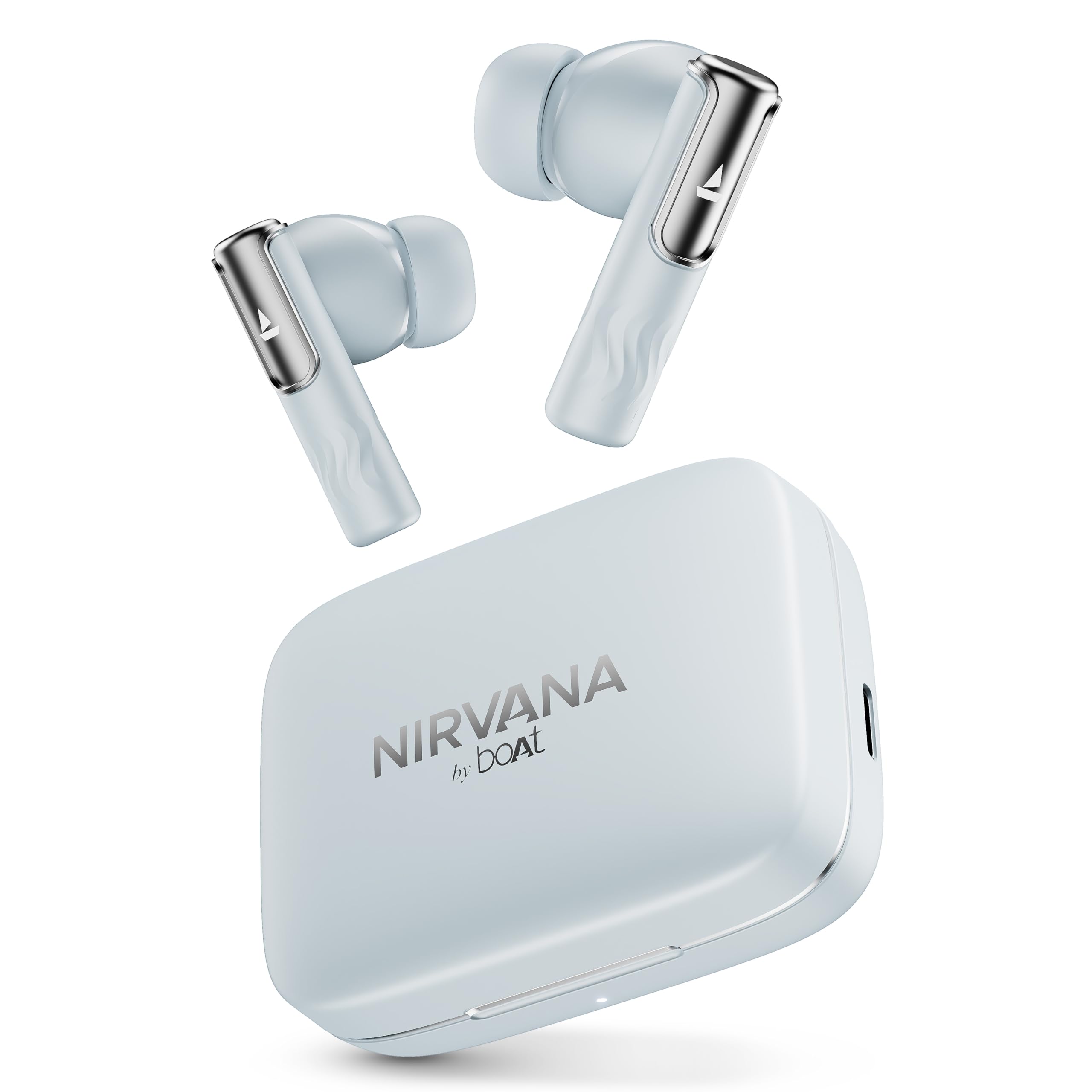 Boat Nirvana Ivy, 50dB Hybrid ANC, 360º Spatial Audio, Dynamic Head Tracking,Fast Charge,App Support, 50HRS Battery, v5.3 Bluetooth Earbuds, TWS Ear Buds Wireless Earphones with mic (Quartz Cyan)