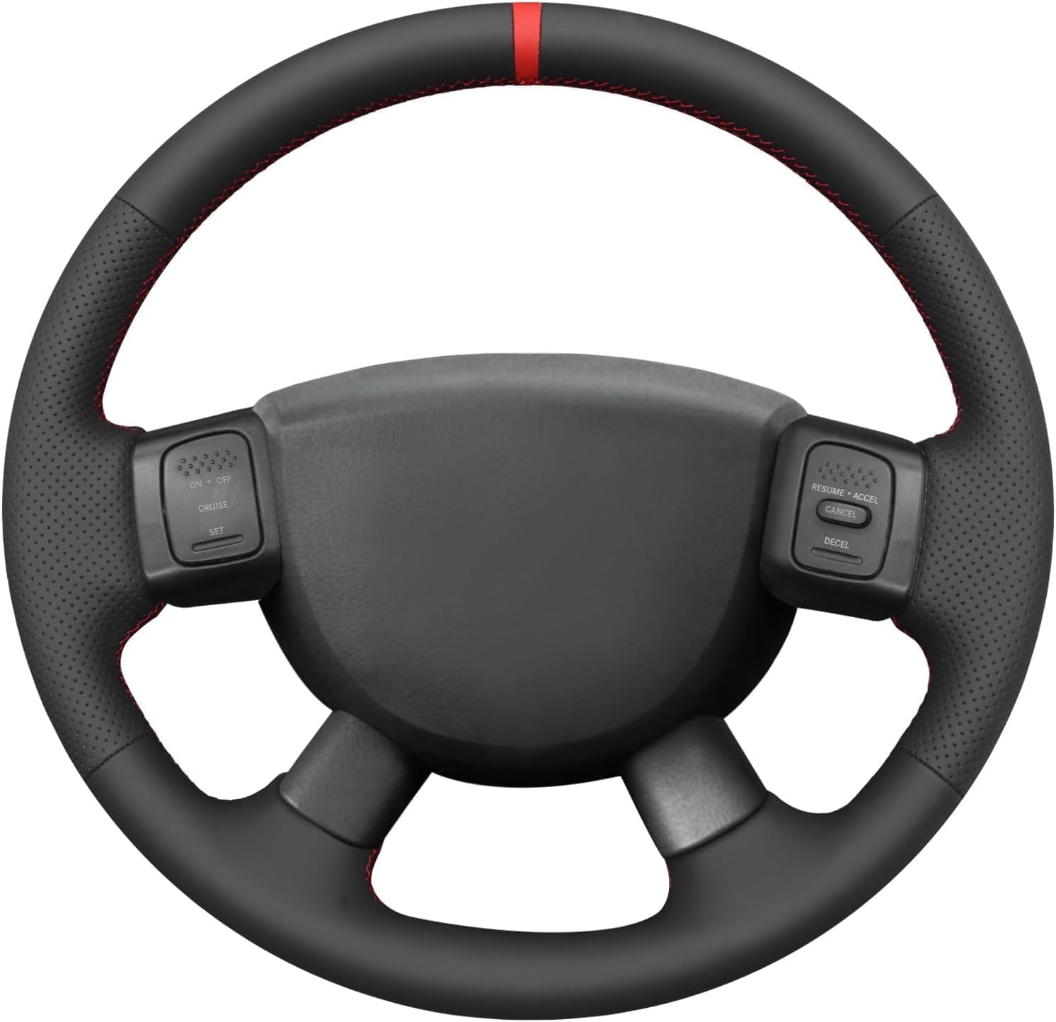 Custom Hand Stitched OEM Black Genuine Leather Steering Wheel Cover for Dodge Ram 1500/2500 / 3500 2004 2005 2006 2007 2008 Car Interior Accessories