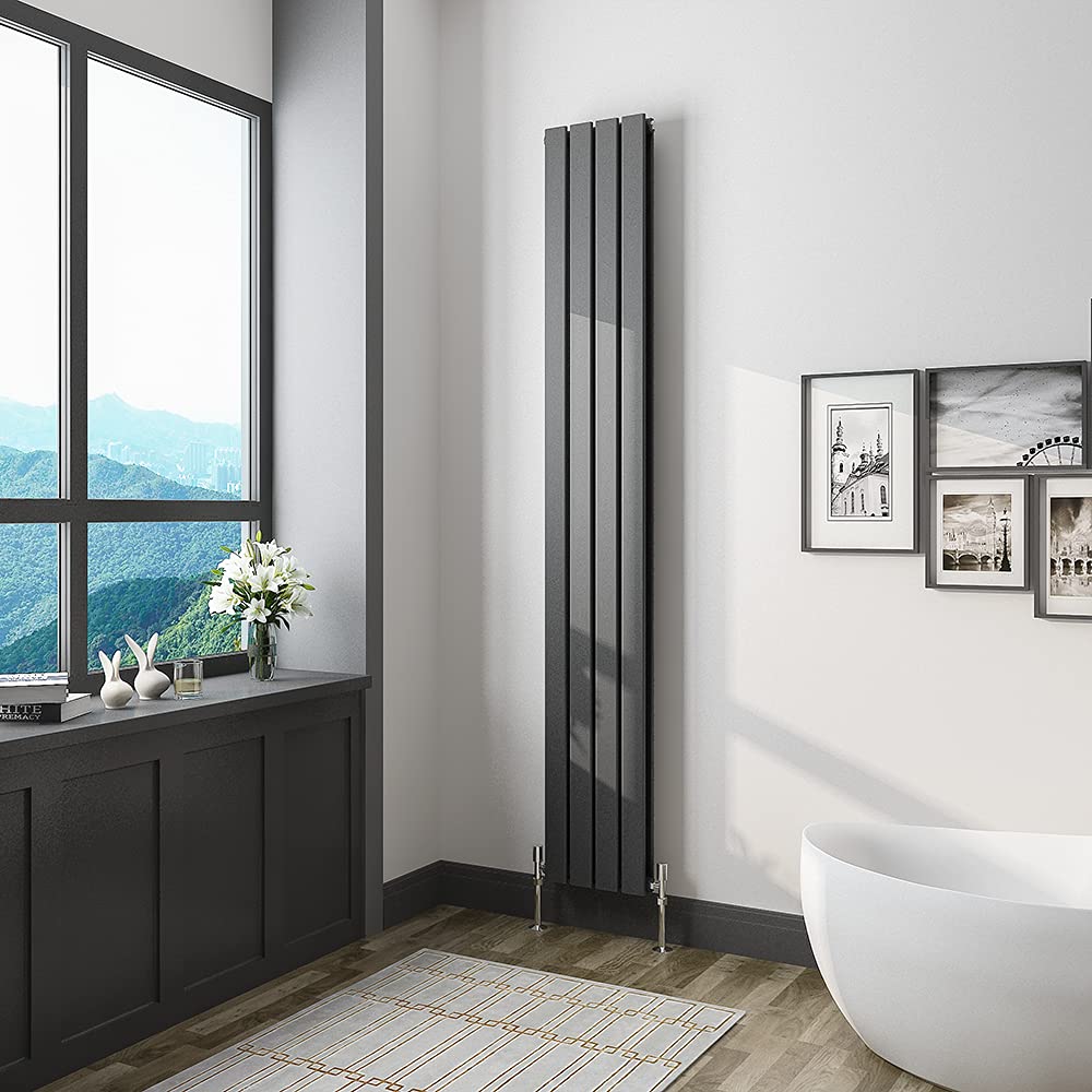 Acezanble 1800x272mm Vertical Flat Panel Radiator Anthracite Double Modern Central Heating Radiators for Bathroom Kitchen Living Room