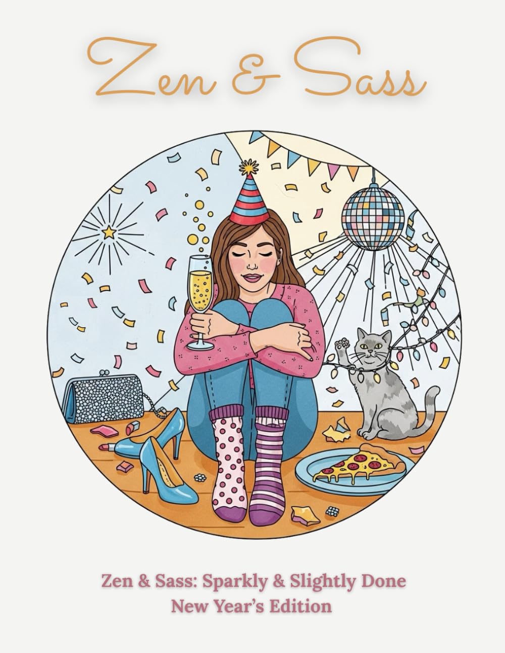 Zen & Sass: Sparkly & Slightly Done – New Year’s Edition: An Adult Coloring Book for New Year’s Stress Relief, Humor, and Low-Pressure Fun