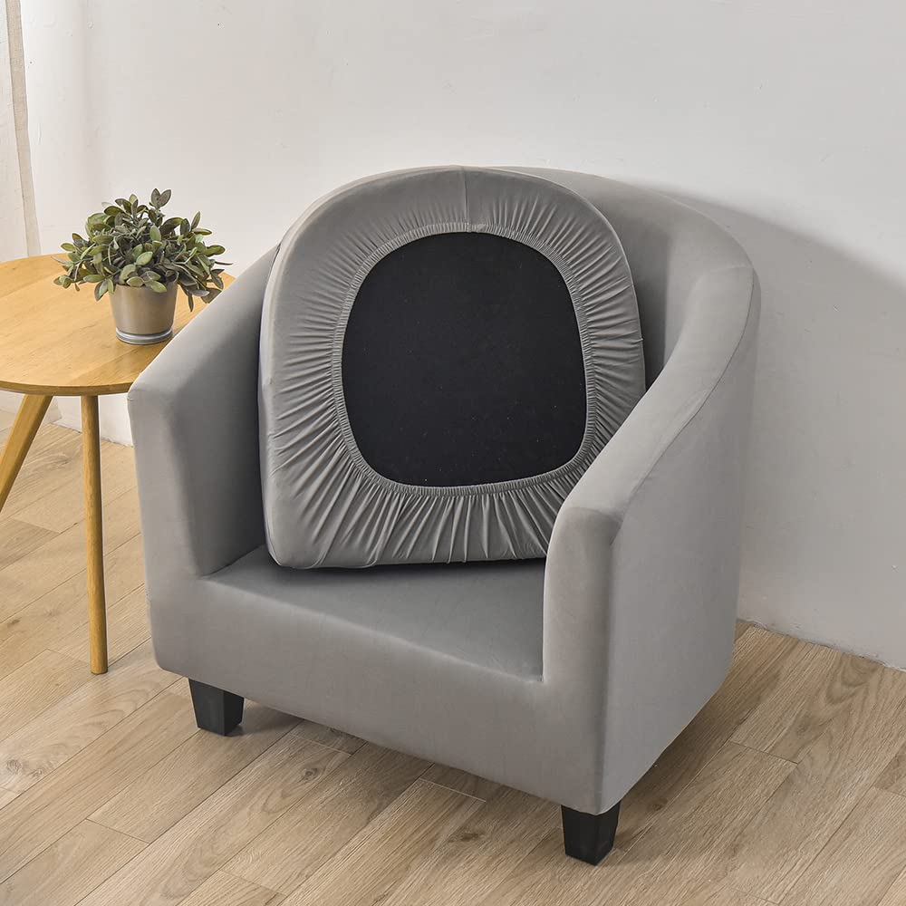 Chesterfield Tub chair slipcovers 2 pieces stretch club chair slipcovers for bar counter living room tub chair Tullsta chair slipcover 1 seater Light gray - Image 4