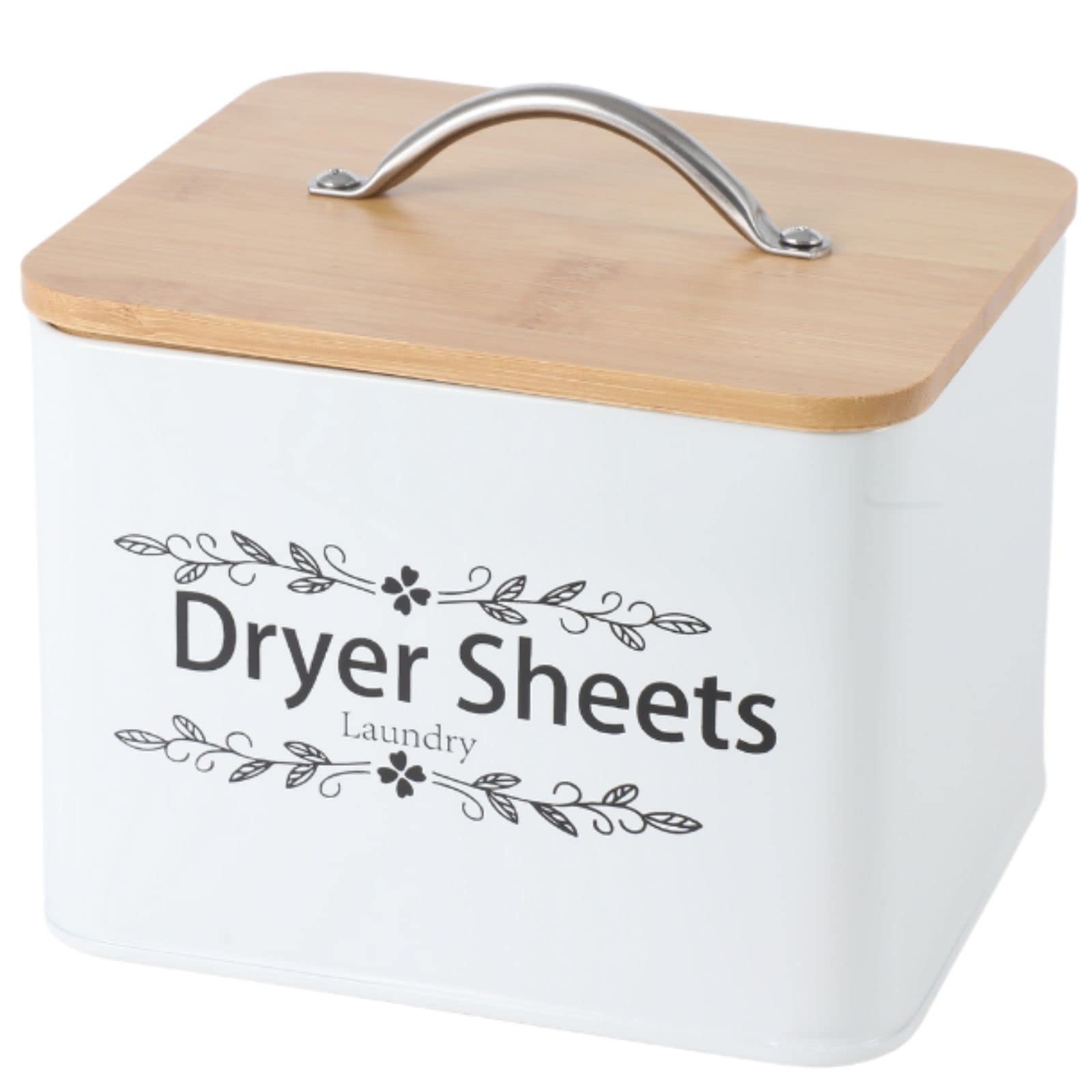 Buy Dryer Sheet Holder with Bamboo Lid, Modern Farmhouse Metal Fabric