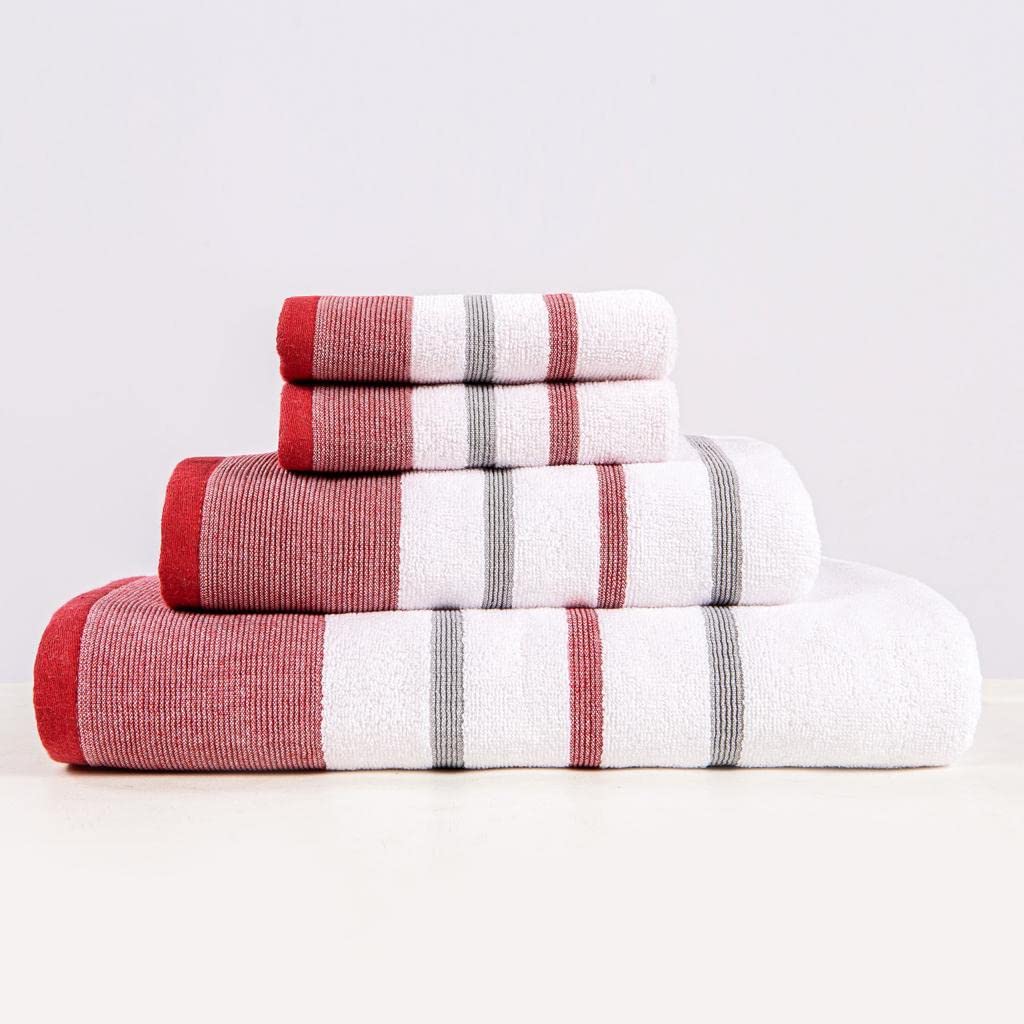 jlinens Bath Towel Fancy Towel Set Premium Softness 100% Cotton (Red)
