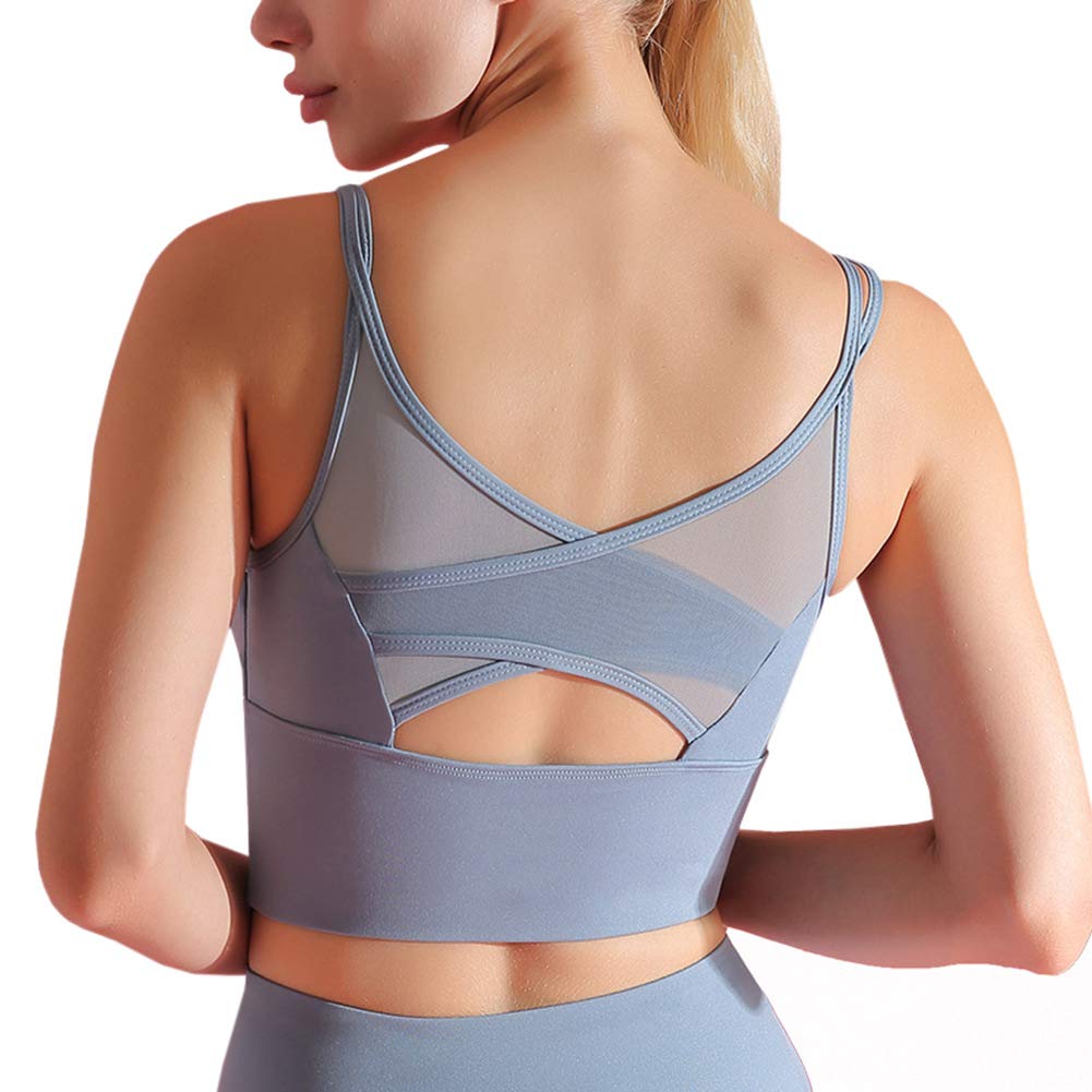 Sujetador deportivo para mujer, yoga, entrenamiento de fitness con acolchado, sujetador push up, sujeción fuerte, sin aros