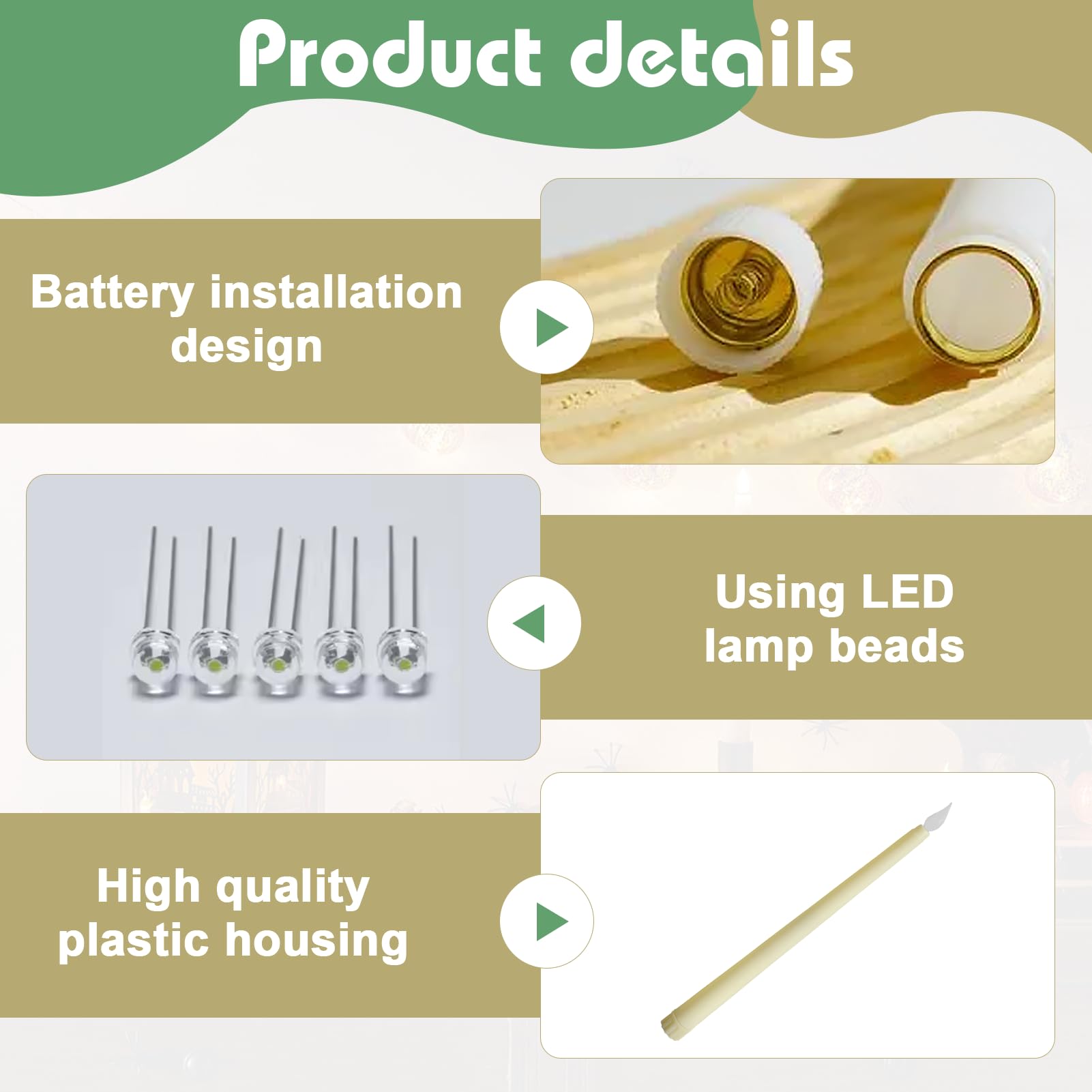12 Pièces Bougie LED Flamme Vacillante, Bougies à LED Fausse Bougie, Flamme Lumière Chaude Vacillante Pour Maison, église, Fête, Noël Décoration (Lot de 2)