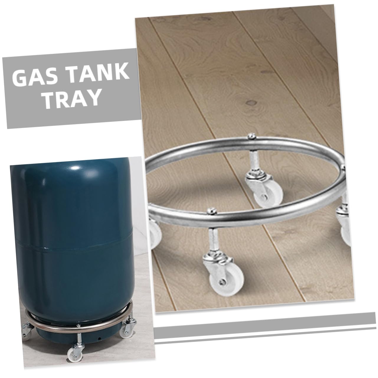 COLLBATH Supporto Mobile Per Bombola Gas in Acciaio Inossidabile Con Ruote Girevoli E Tubo Rinforzato Base Per Bombole Domestiche Facile Da Installare