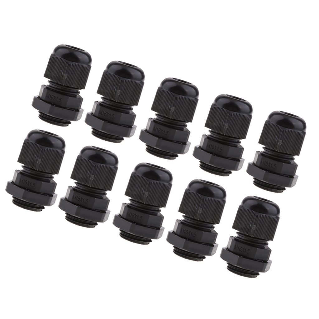 Pack of 10Pcs Black Cable Glands Waterproof Cable Gland Joints with Locking Nut M16 Collectibles-image-46