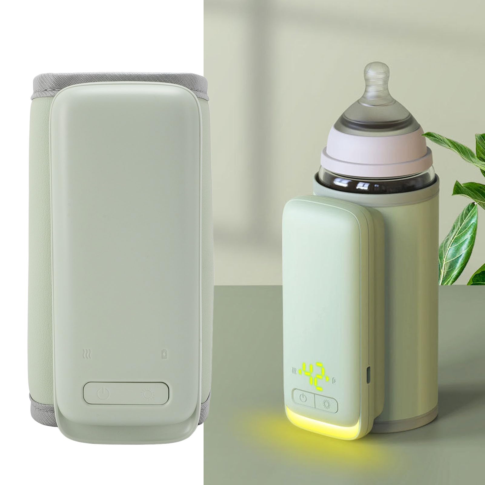 Cordless Multifunctional Bottle Warmer, Digital Display Baby Bottle Warmer, Portable Baby Bottle Warmer for Travel with Temperature Display, Battery Operated Bottle Warmer