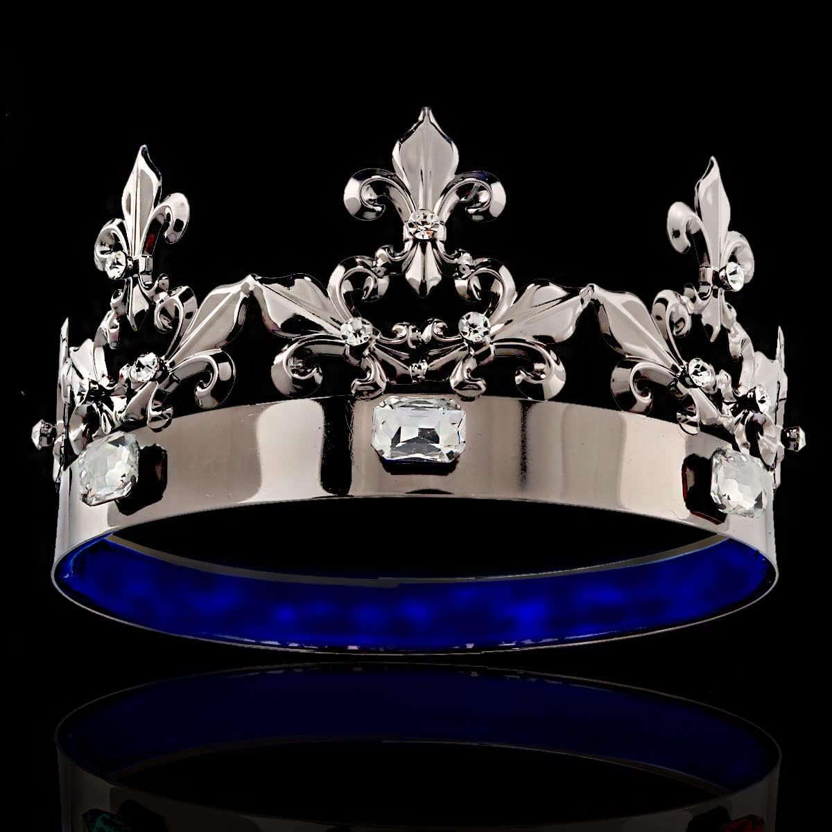 Rey Reina Real Barroco Negro Príncipe Corona Redonda Accesorios para el Cabello Para Fiesta de Disfraces Halloween Desfile Boda
