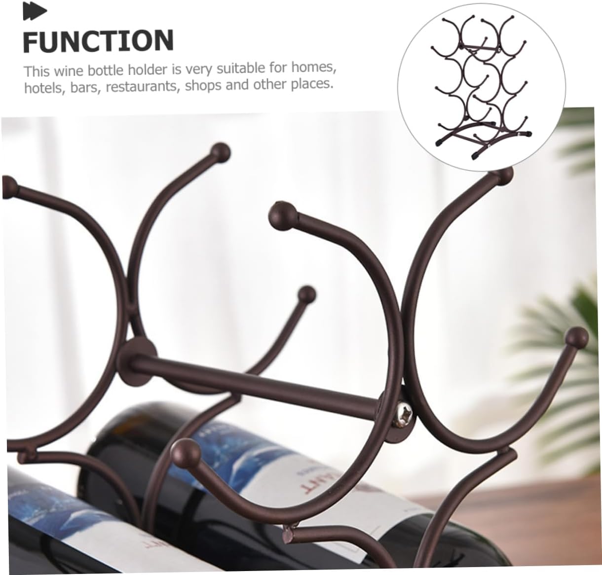 Iron Wine Holder Vintage Slot Countertop Wine Rack for Home and Dorm for Kitchen and Dining Decor Removable Design Antique Finish