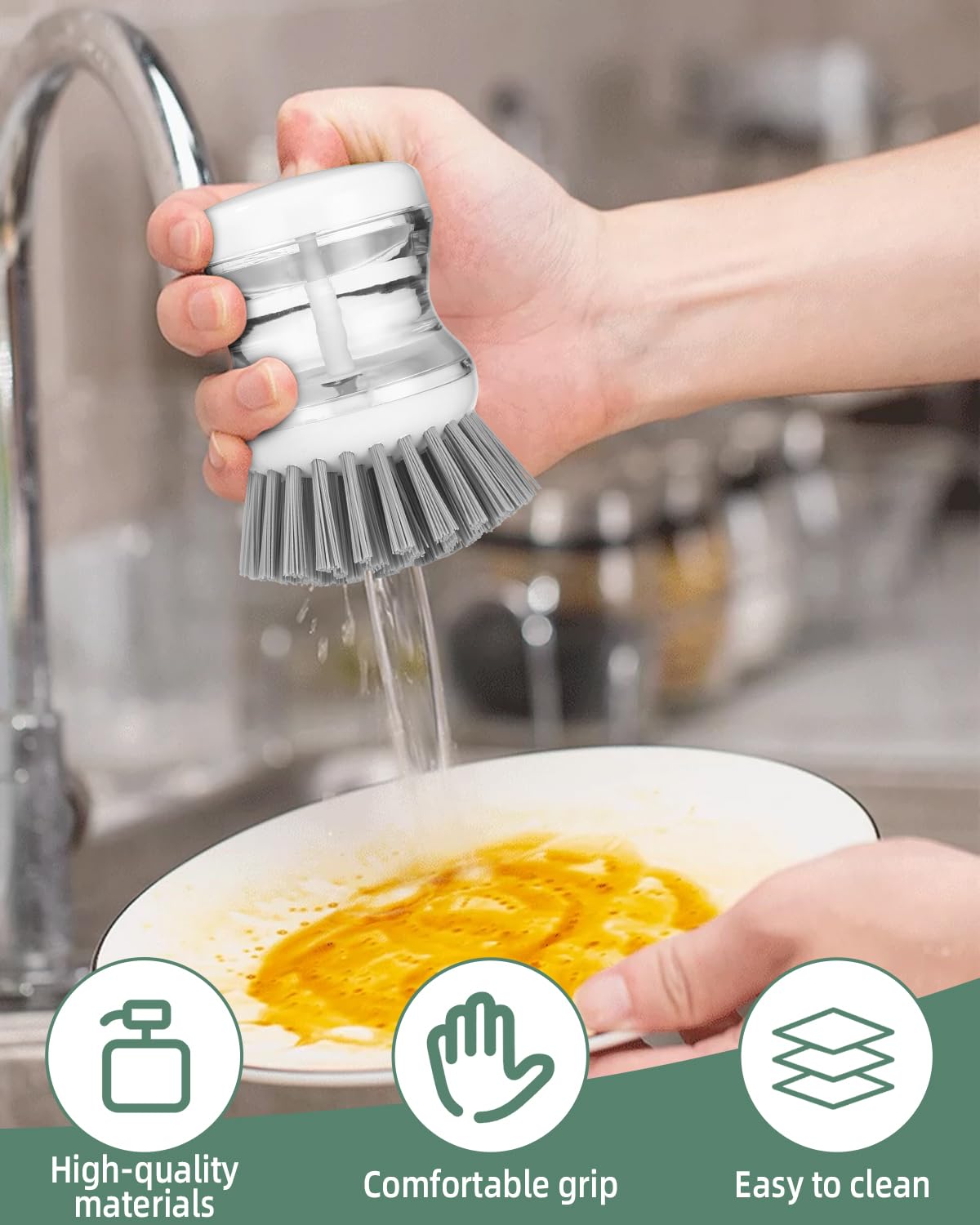 Spazzola In Acciaio Per Pentole E Piatti – Manico Ergonomico Antiscivolo, Colore Blu – Pulizia Cucina Efficace