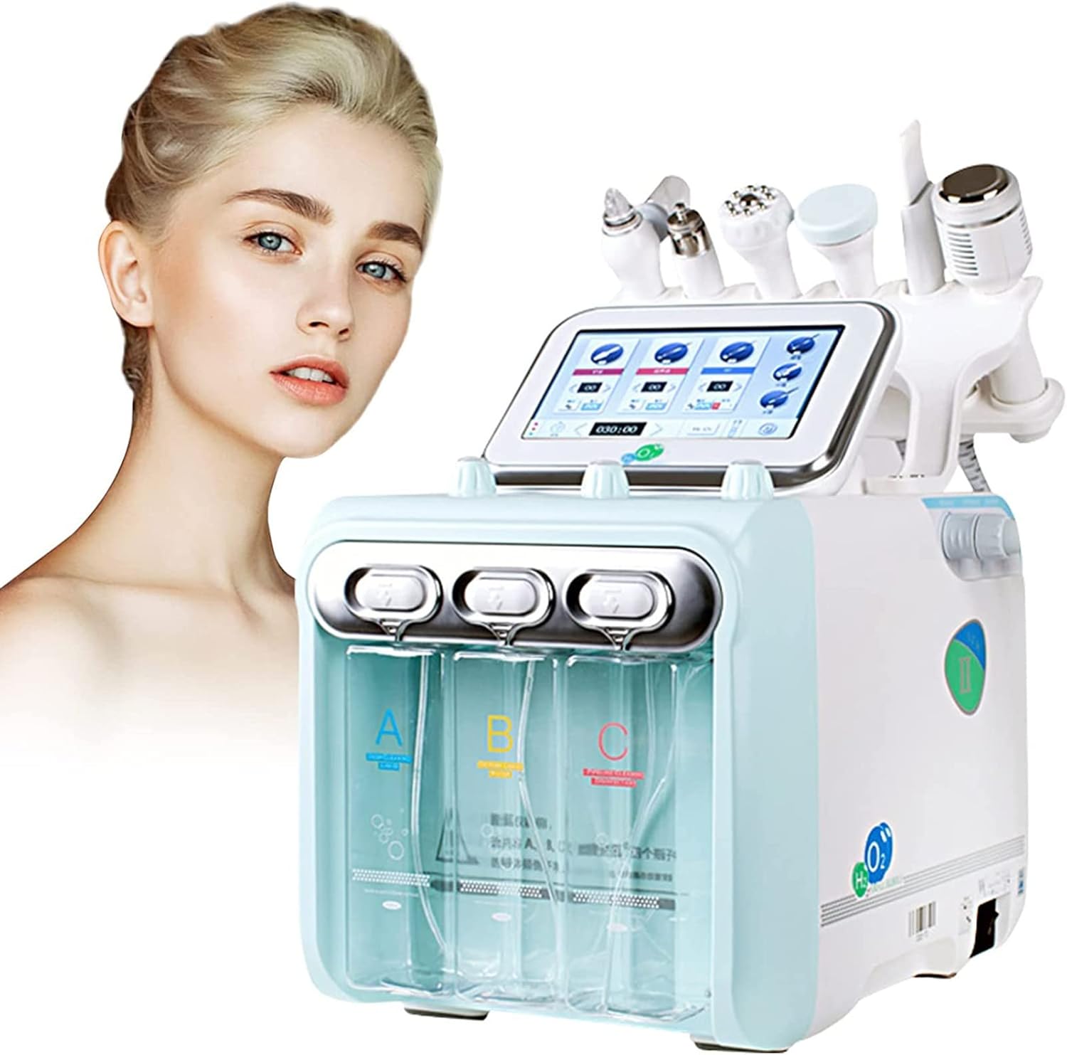 6-in-1 Hydro-Oxygen Facial Device | Multi-Function Skin Hydration & Deep Cleansing Machine for Home & Salon