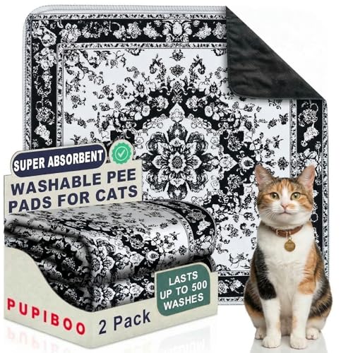 PUPIBOO Washable Pee Pads for Cats & Dogs - Super Absorbent Reusable Cat Litter…